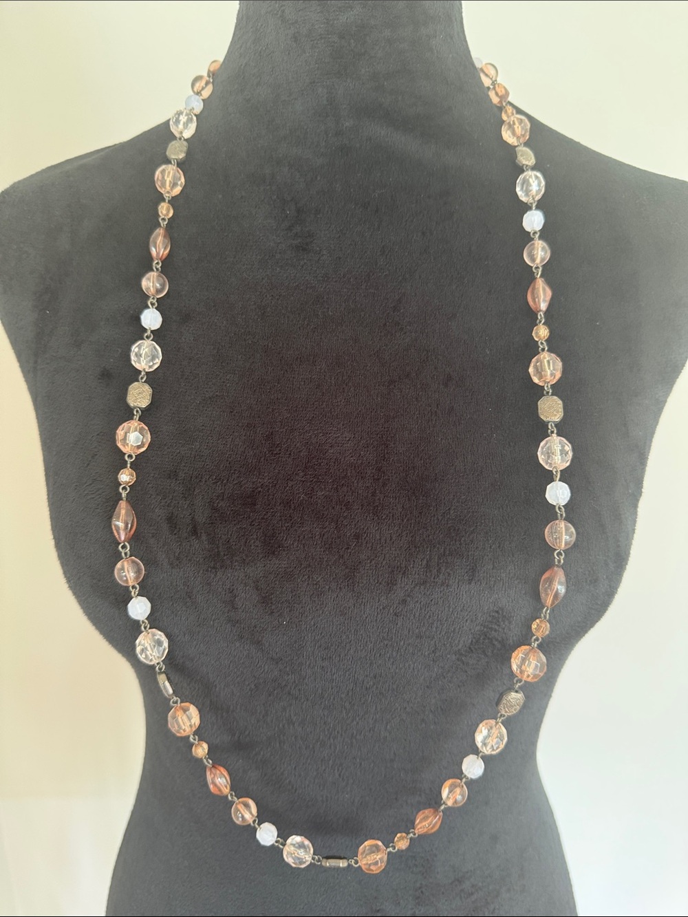 Elegant Amber Beaded Long Necklace - Women Jewelry